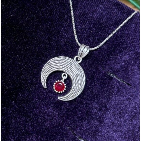 Hand Crafted Jewelry - 925 Sterling Silver Turkish Filigree Moon Necklace for Women, NEW,HandmadeGift